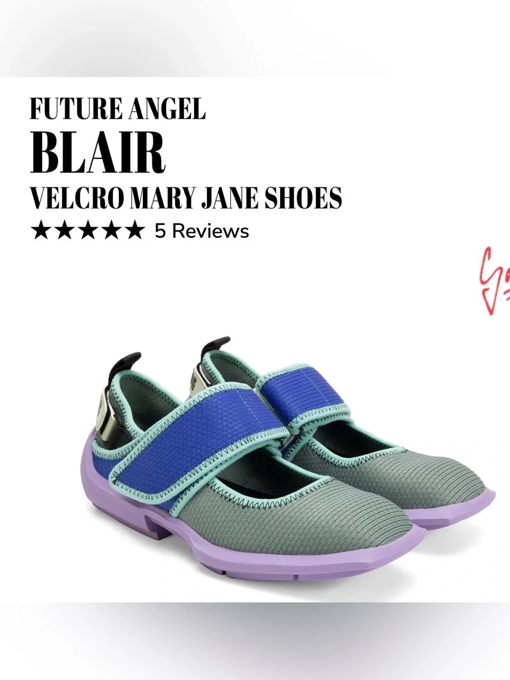 Fluevog LIKE NEW Future Angel Blair Velcro green/blue/purple vegan sneaker-7